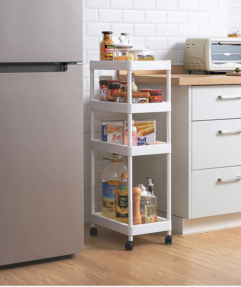 Multi-Tier Spice Holder with Pull-Out Drawer Convenient Mobile Kitchen Organizer Utility Rack for Easy Access