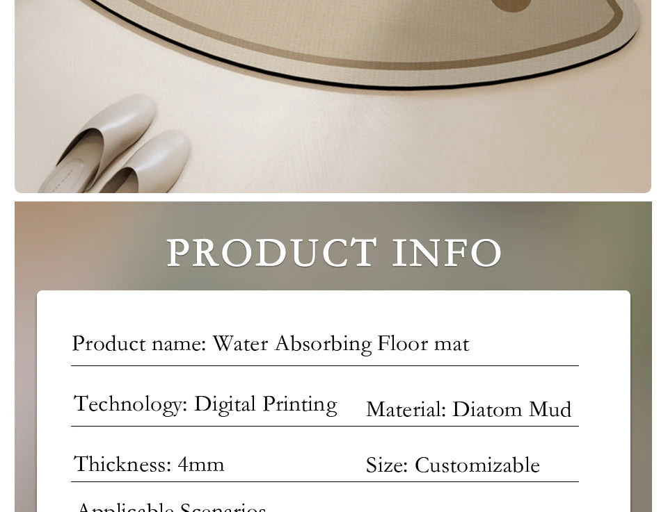 Bathroom Floor Mat Water-absorbing Non-slip Wash-free Carpet Curved Minimalist Beige Bathroom Rug Door Home Decoration Foot Mat
