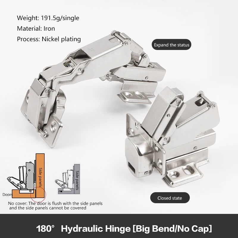 180 Degree Cabinet Hinge 304 Stainless Steel Soft Closing Hydraulic Damping For Kitchen Wardrobe Door Full Overlay Half Inset