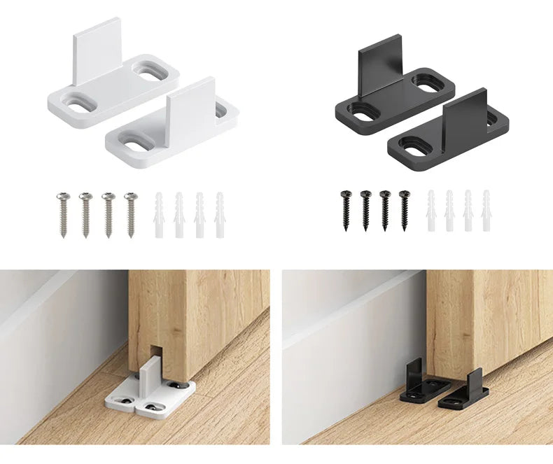2PCS Barn Door Sliding Door Slides Rails Floor Guide Stay Roller For Sliding Barn Door Bottom Swing Stopper Hardware Accessories