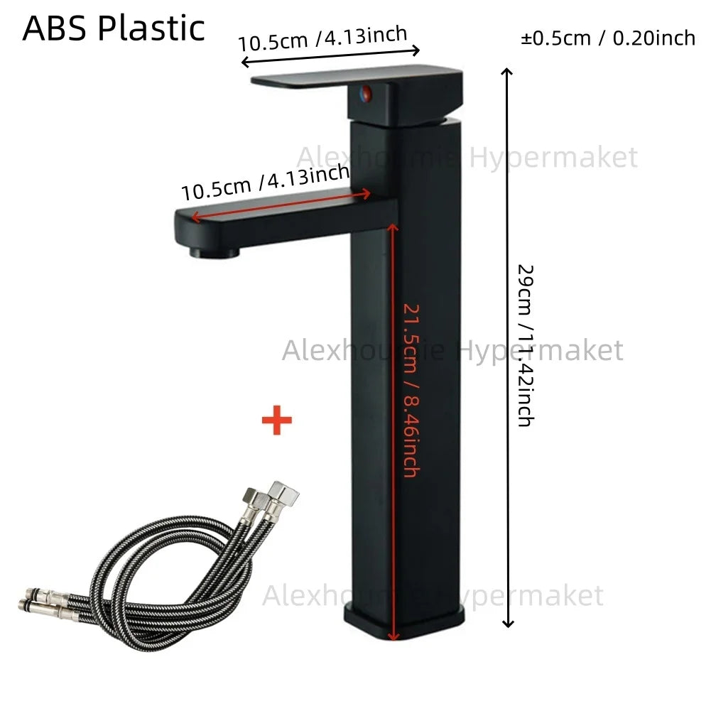 Basin Sink Bathroom Faucet Deck Mounted Hot Cold Water Basin Mixer Taps Black Lavatory Sink Tap 2024