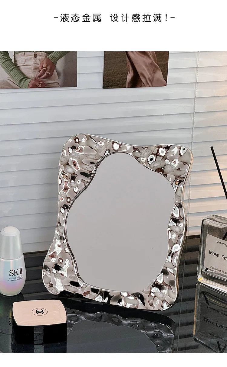 Bathroom Handled Mirror Vanity Women Design Portable Mirror Small Dorm Espejo Maquillaje Luz Home Decoration Accessories