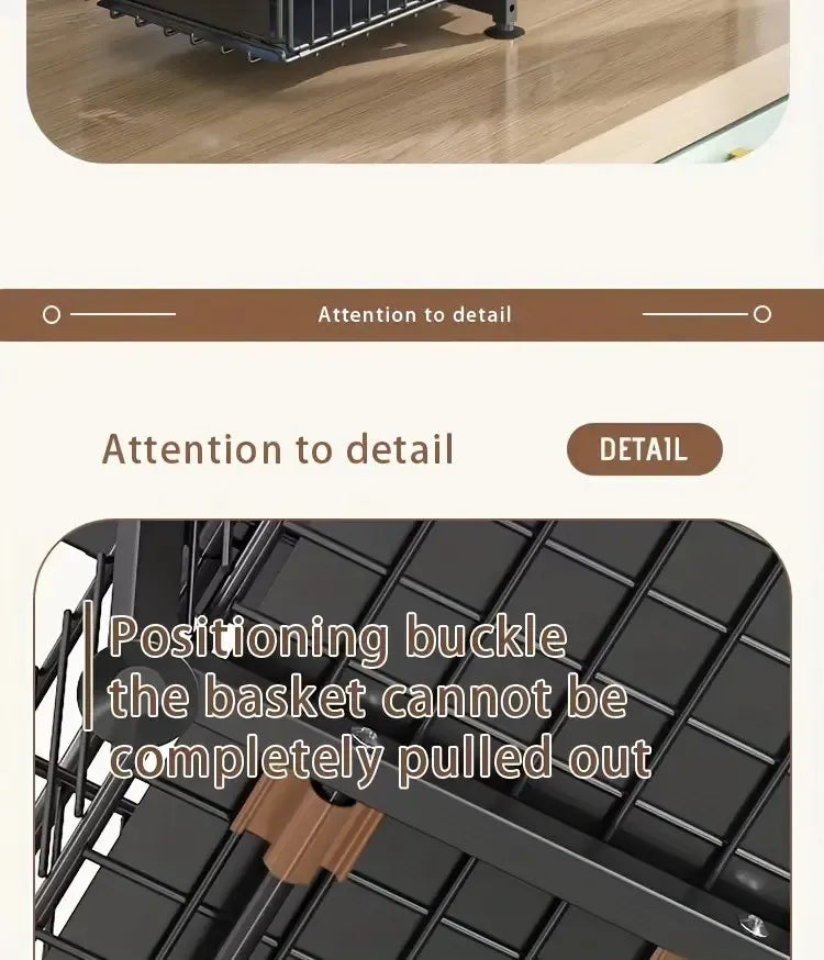 2-Tier Pull Out Cabinet Organizer Drawer Height Adjustable Kitchen Rack for Cabinet Under Sink Organizer Spice Jar Storage Shelf
