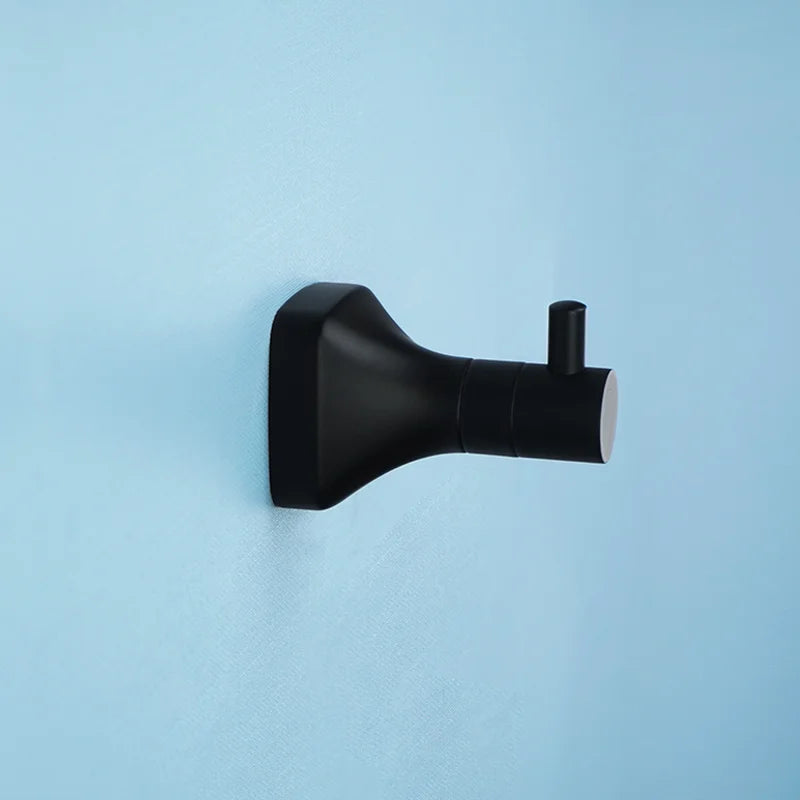Matte Black Bathroom Accessories Set Wall Mount Stainless Steel Clothes Hook Toilet Paper Holder Towel Bar Hardware Pendant