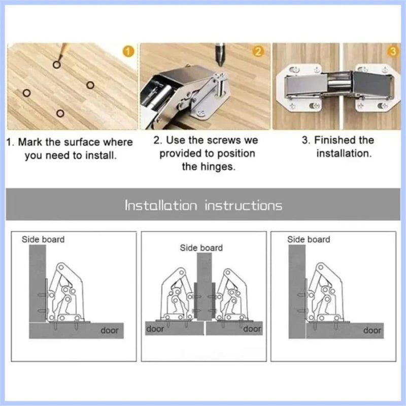 10/2PCS 90 Degree Steel Cabinet Hinges No-Drilling HoleHydraulic Buffer Hinge Kitchen Cabinet Cupboard Hinges Furniture Hardware