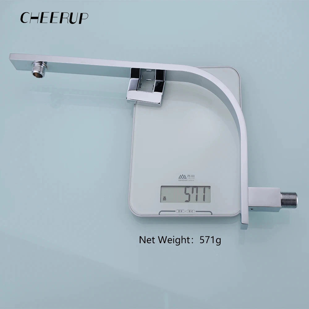 40cm Brass Wall Shower Extension Arm Mounted Bathroom Rainfall Head Elbow Bracket Pipe Bath Tube Bathroom Hardwares Accessories.