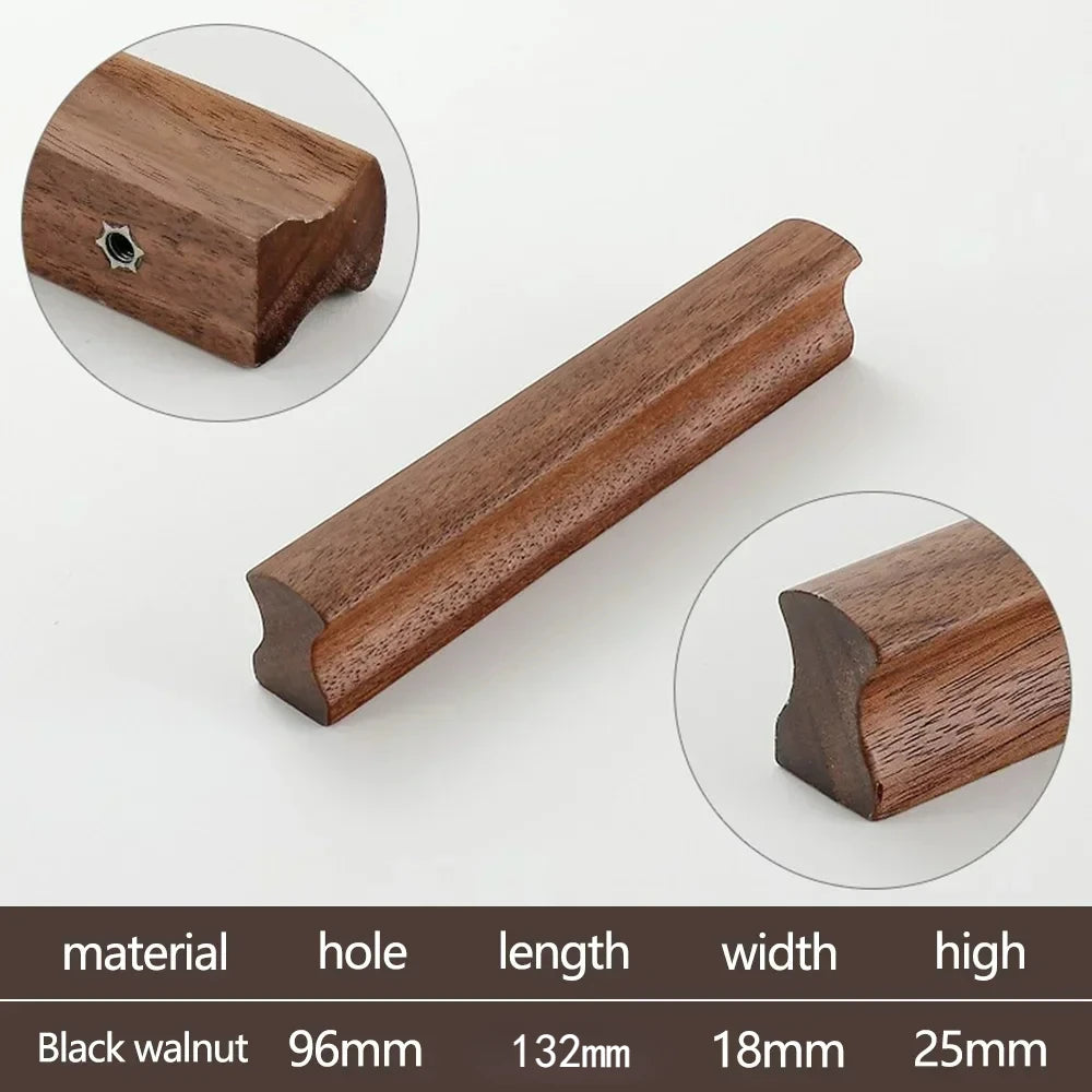 Wooden Furniture Handles Walnut Kitchen Cabinet Handles Drawer Knobs Handles for Cabinets and Drawers Long Wardrobe Pulls