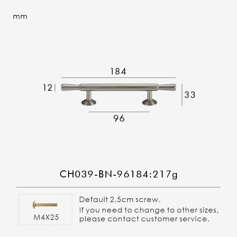 Nurlin Solid Brass Nickel Brushed Luxurious Silver French Modern Cabinet Handles Tbar Wardrobe Knobs