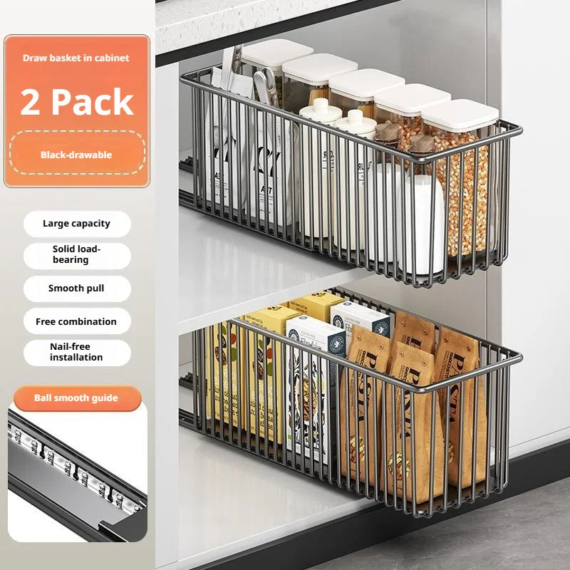 Pull Out Cabinet Organizer Basket Under The Sink Slide-out Drawer Storage Box Kitchen Sideboard Sliding Drawer Rack Shelf