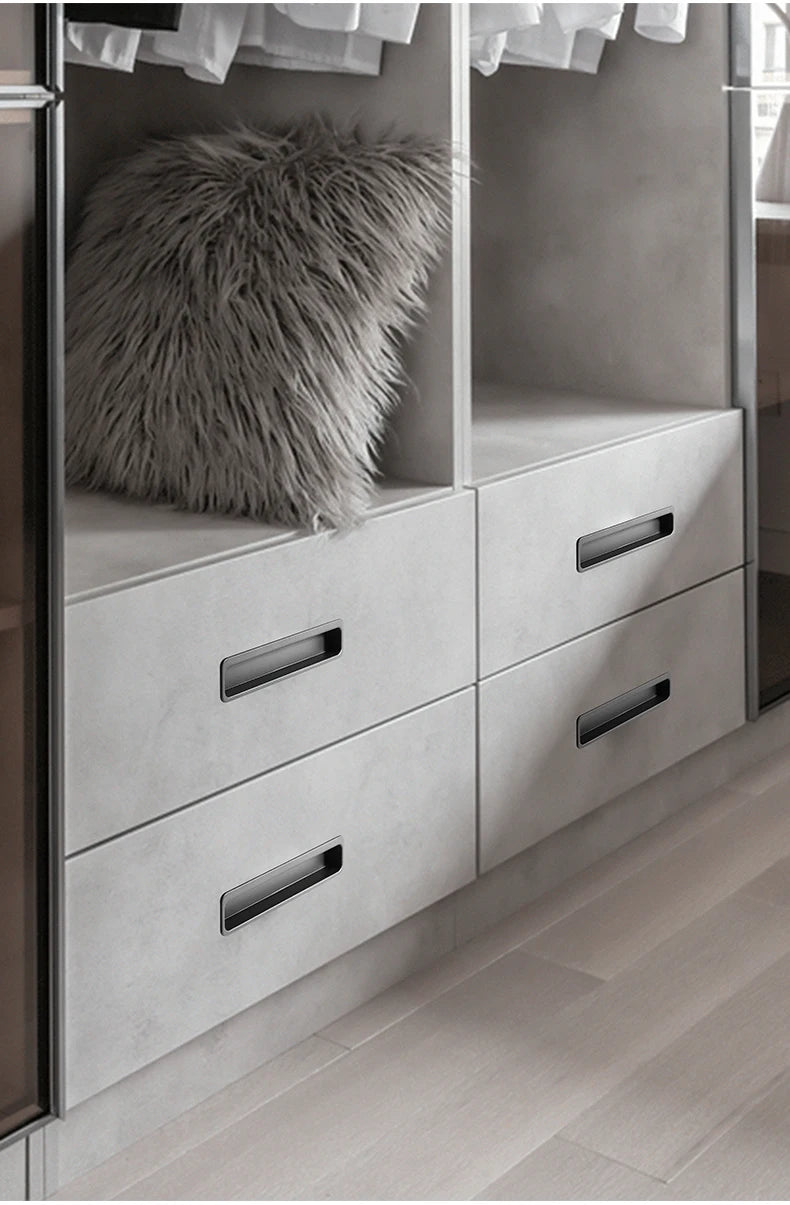 Simple modern drawer cabinet door shoe cabinet concealed built-in closet door slotted invisible sliding door handle