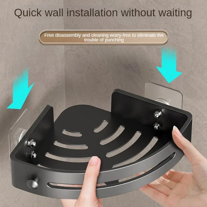 2PCS Bathroom Shelf Plastic Shampoo Rack Shower Rack No Drill Shelf Kitchen Storage Rack Bathroom Accessories