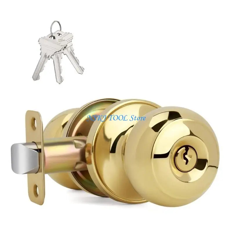 L8RC Zinc Alloy Round Door Knobs Knobset Entrance Lock Interior Door Handles for Hallway, Closet, Bathroom Easy to Install