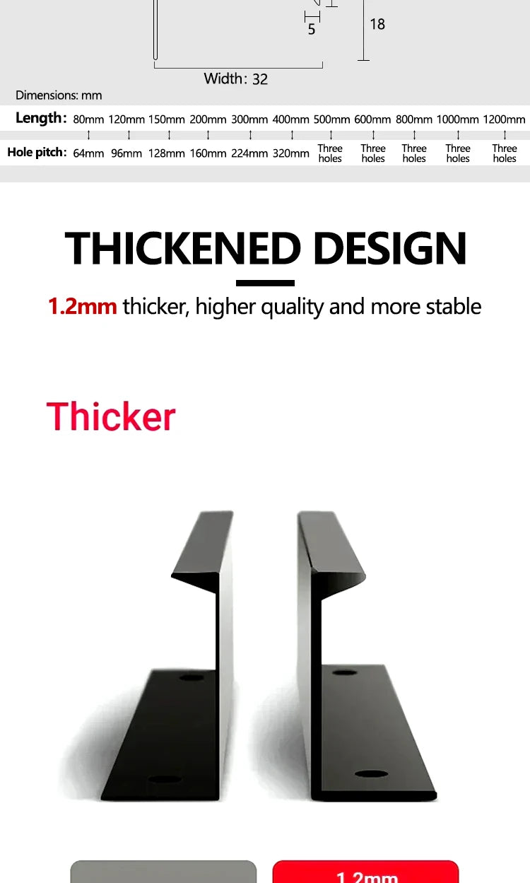 Hidden Handles for Furniture Kitchen Cabinet Handles Dresser Drawer Knobs Aluminum Alloy Wardrobe Cupboard Door Handle Hardware