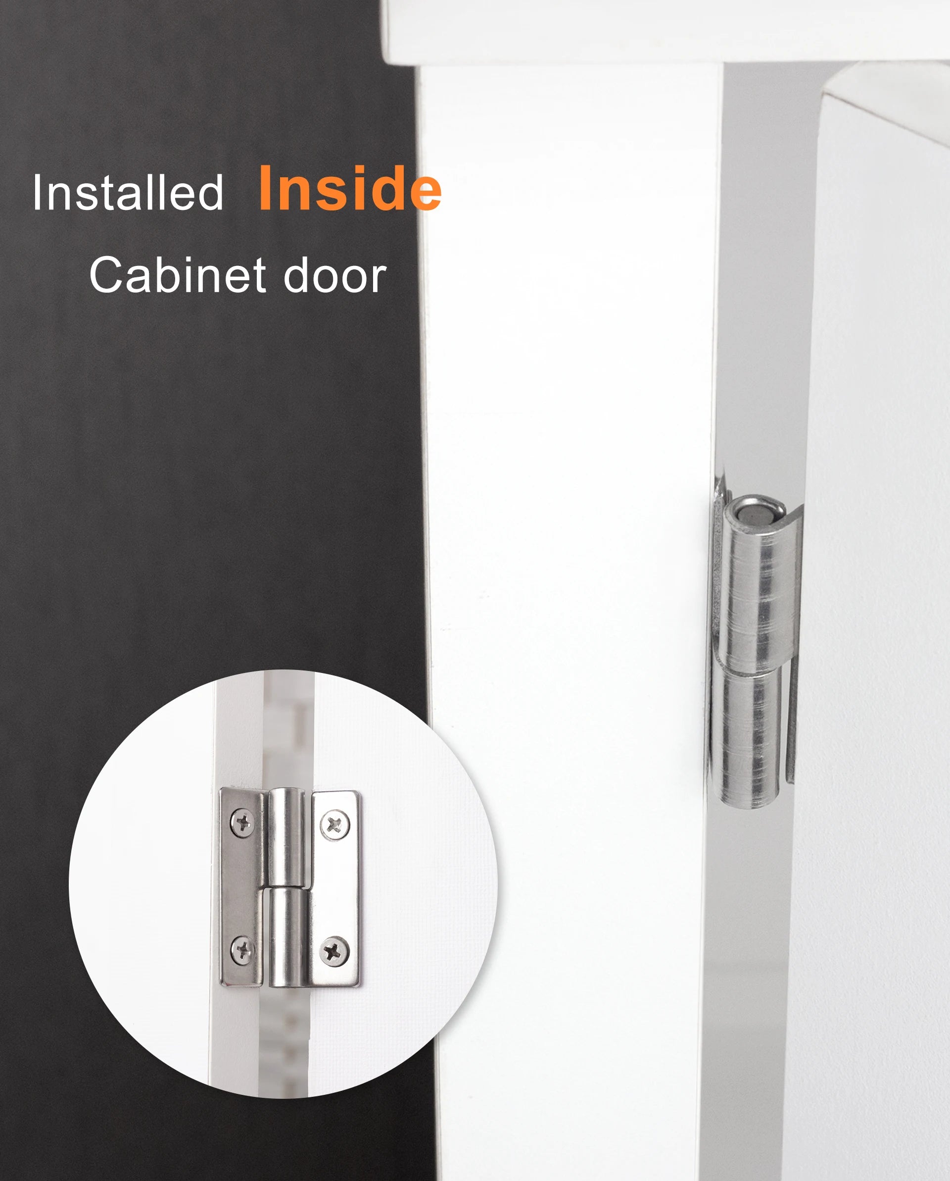 2PCS Stainless Steel Detachable Hinge 270 Degree Black Removable Wooden Furniture Door Hinges for Cabinet Cupboard Closet Box