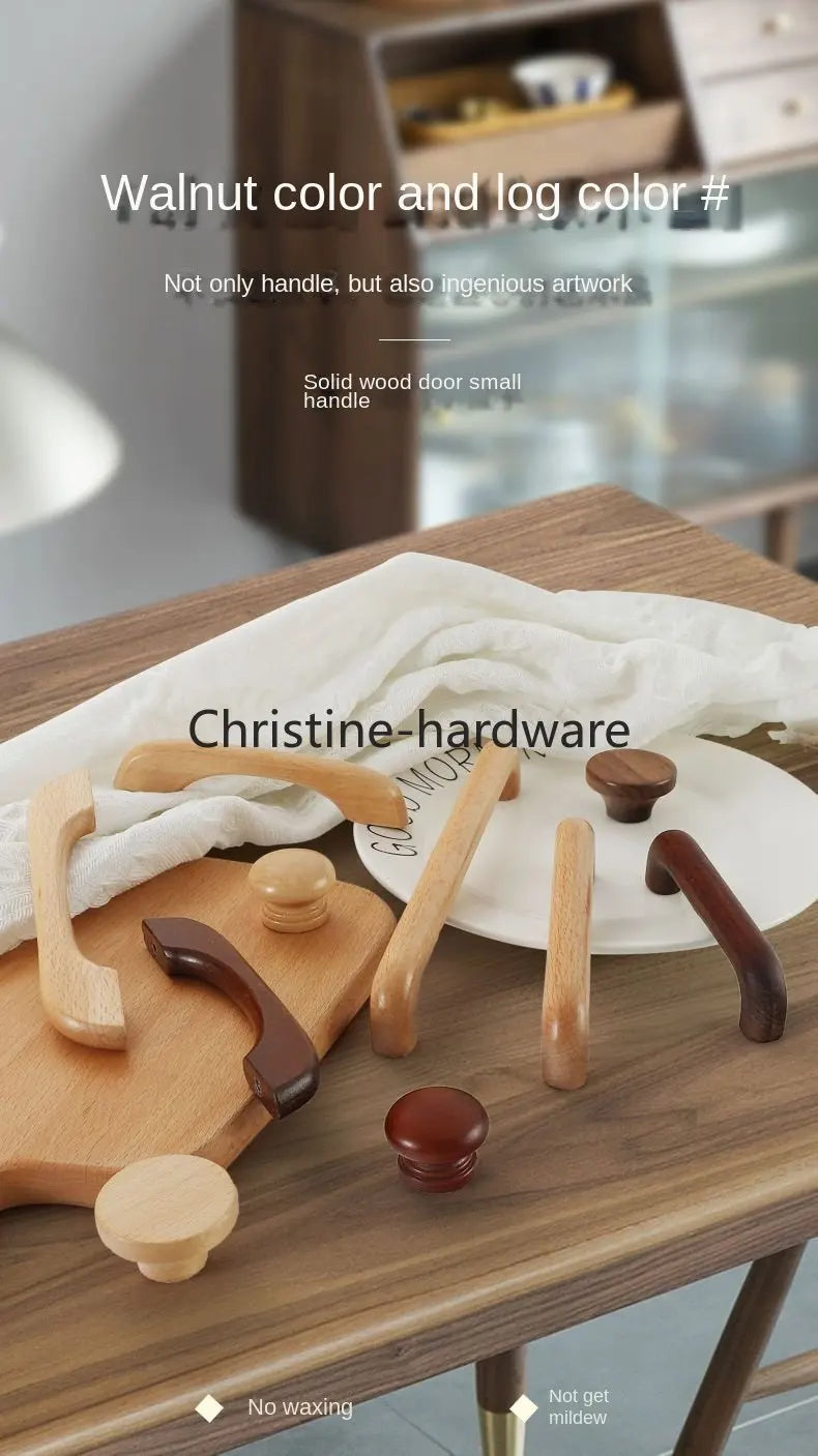 Simple Modern Wooden Cabinet Round Single-hole Handle Drawer Door Kitchen Shoe Cabinet Solid Wood Log Handle