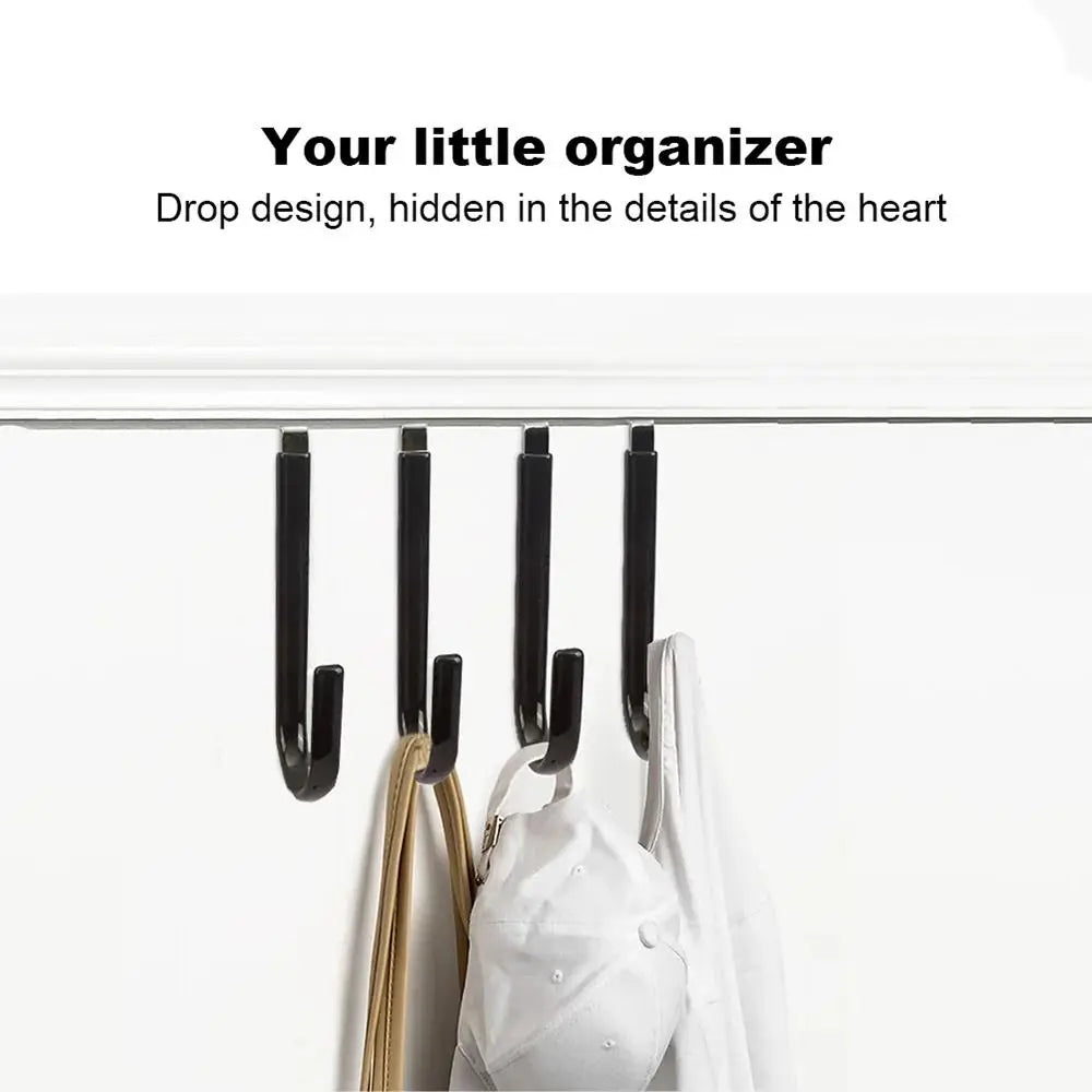 Towel Coats Hangers Nonstick Non-punching Over The Door Hooks Rubber Prevent Scratches Hanging Organizer Clothes Storage Holder