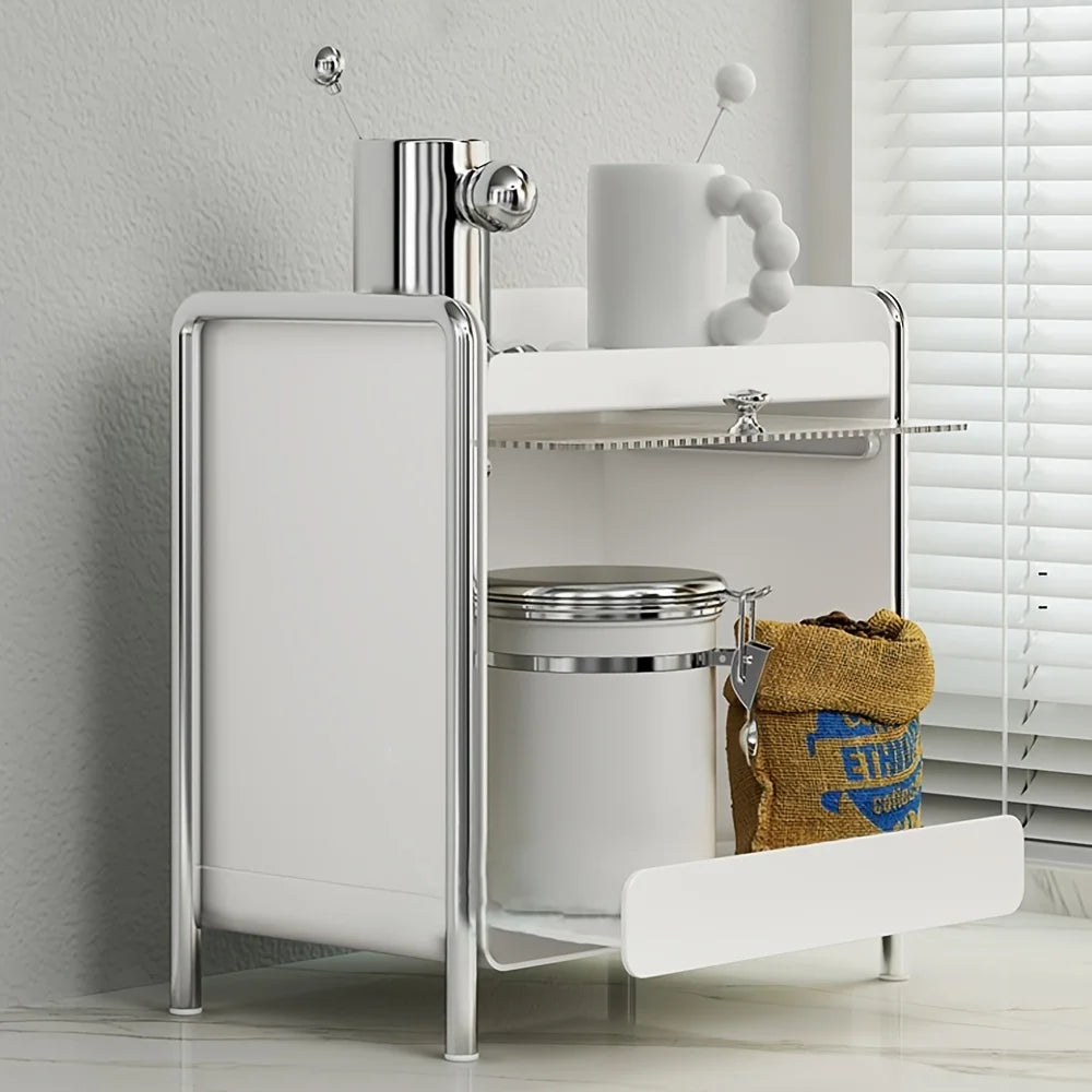 Rust-Proof Pull-Out Cup Rack - Space-Saving Organizer for Kitchen, Bathroom & Vanity. Multi-Functional Home Storage.