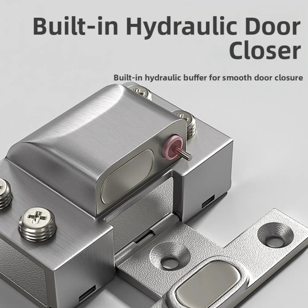 Stainless Steel Hydraulic Hinge For Glass Doors, U-Clip Design, Easy No-Punch Installation Door Clip Folding Hardware