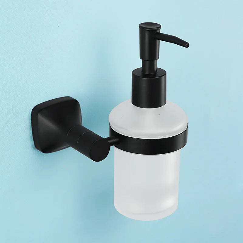 Black Bathroom Accessories Stainless Steel Wall Mounted Bath Towel Holder Robe Hook Toilet Brush Paper Towel Holder Pendant