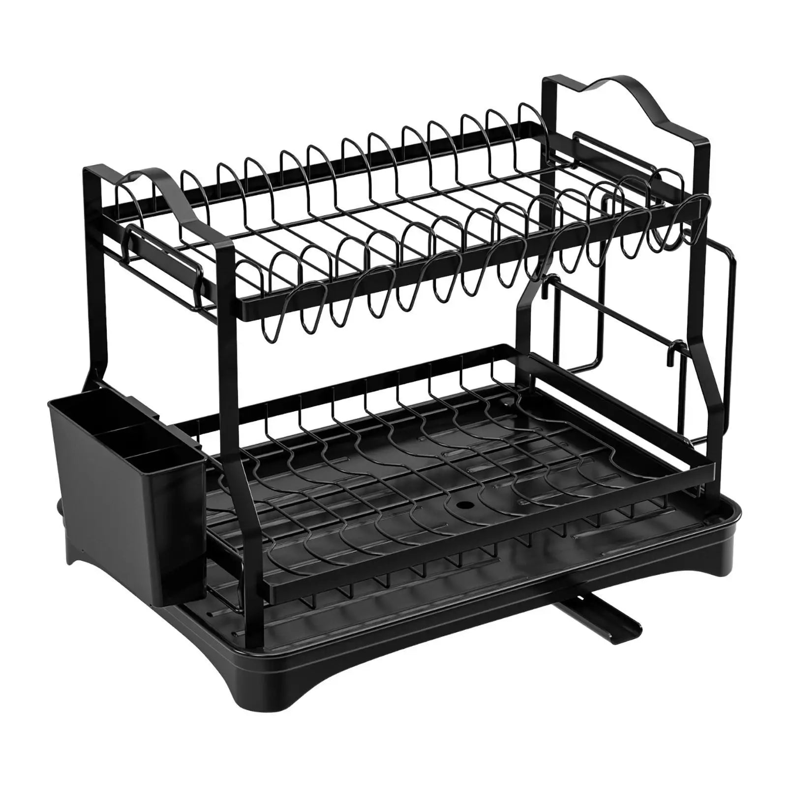 2 Tier Dish Drying Rack Storage Cutting Board Holder Large Capacity Dish Drainer Organizer Plate Drainer Rack for Cutlery Bowls