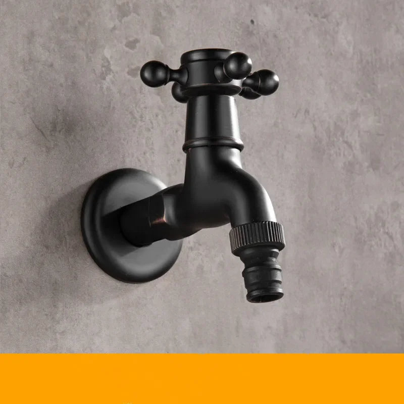 Bathroom Corner Washing Machine Faucet Black Bronze Single Cold Tap Outdoor Garden Wall Mounted Bibcock Tap Mop Pool Taps