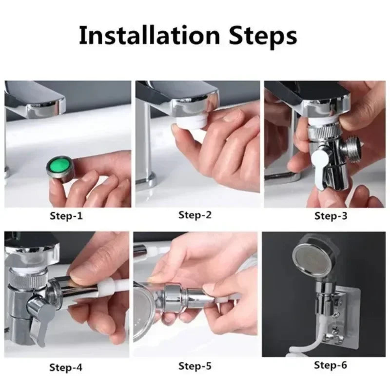 Bathroom Shower Head Set High Pressure Water Saving Handheld Showerhead with Adjustable Spray Settings