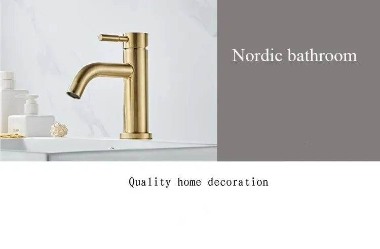 Bathroom Faucets Bathroom Basin Faucet Cold and Hot Water Mixer Sink Tap Single Handle Deck Mounted Brushed Gold Tap