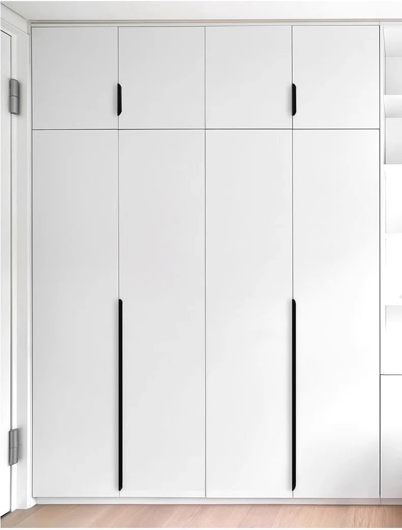 Hidden Minimalist Cabinet Handles for Kitchen Wardrobe | No Drilling Black Edge Pulls | Custom Length 80mm-1200mm Modern Design