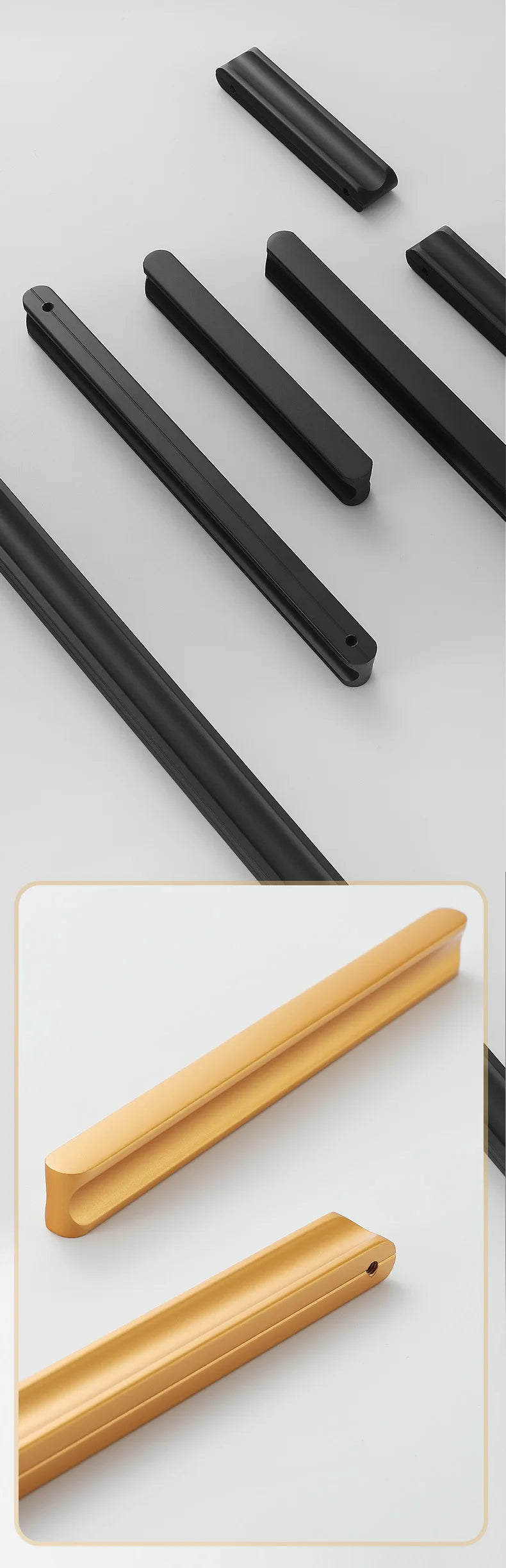 Modern Long Cabinet Handles Hidden-style Aluminum alloy Wardrobe Drawer Handle 800mm 1000mm Furniture Pulls