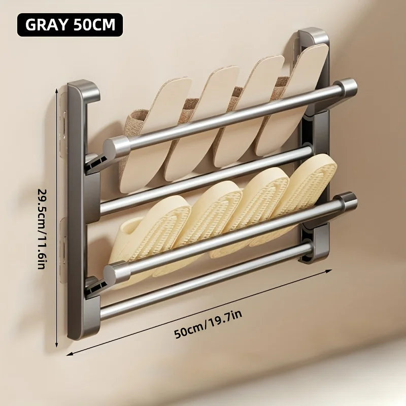 Non perforated wall mounted shoe rack, made of metal material, suitable for home shoe storage