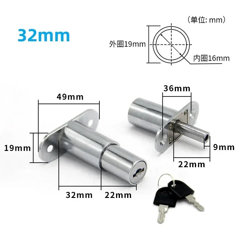 23/32mm Sliding Door Window Locks with Keys Tongue Door Bolt Latch Cabinet Wardrobe Sliding Door with Key Furniture Hardware