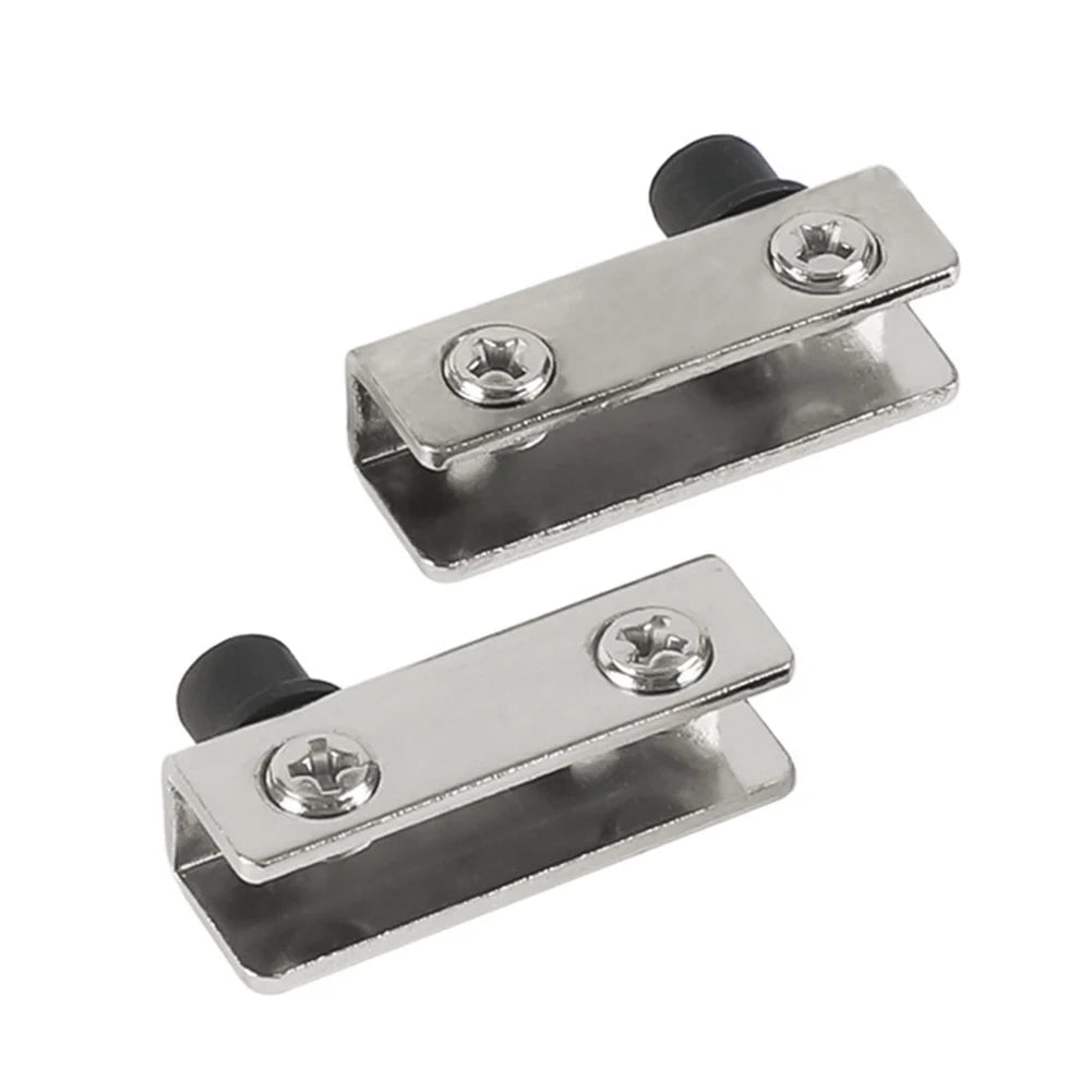 2Pcs Glass Door Hinges Stainless Steel No Drilling Rust-Proof Black Pivot Door Hinge Suitable For 5~6mm Glass Doors