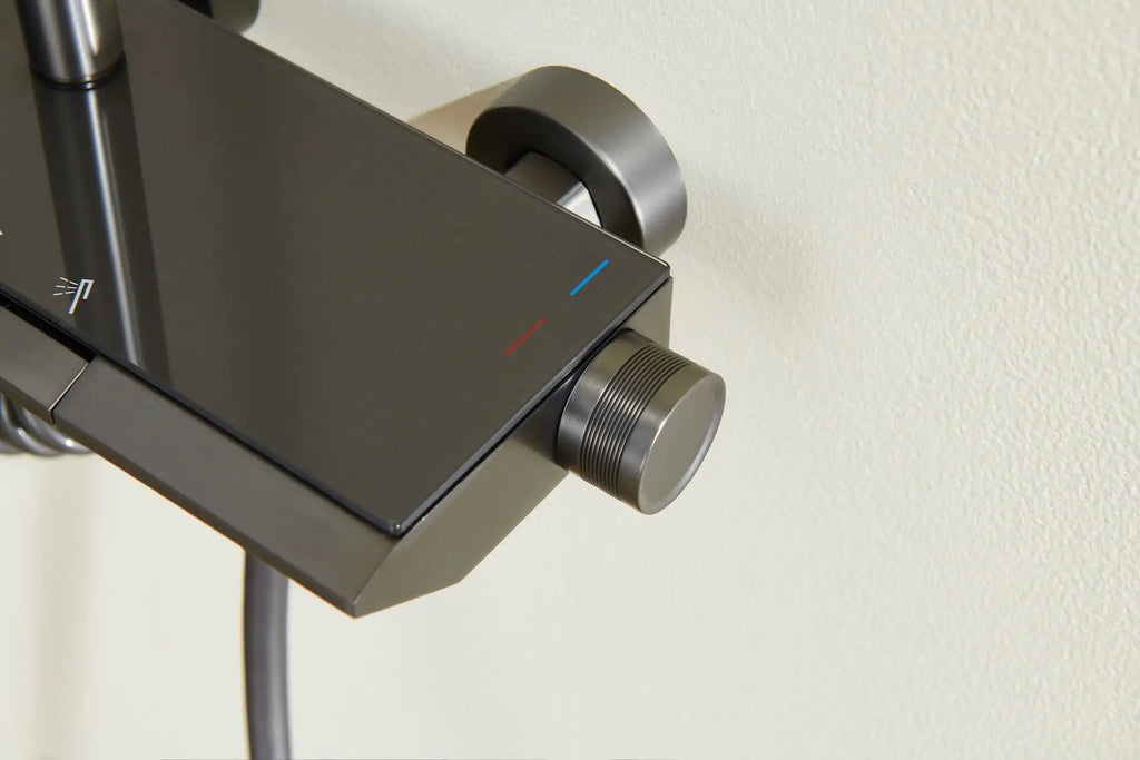 Hot Cold Water Mixer Bathroom Contemporary Exposed Shower Faucet System Brass Rainfall Adjust The Temperature Shower Set