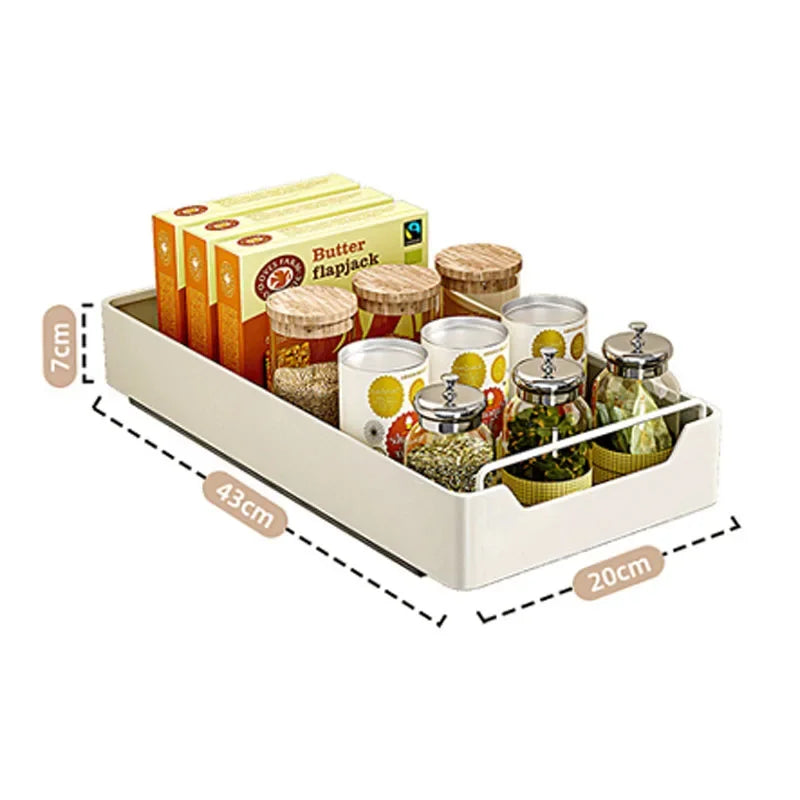 1pc Kitchen Storage Rack with Slide Rails Pull-out Kitchen Drawer Type Storage Tray Spice Box Storage Rack Cabinets Organizer