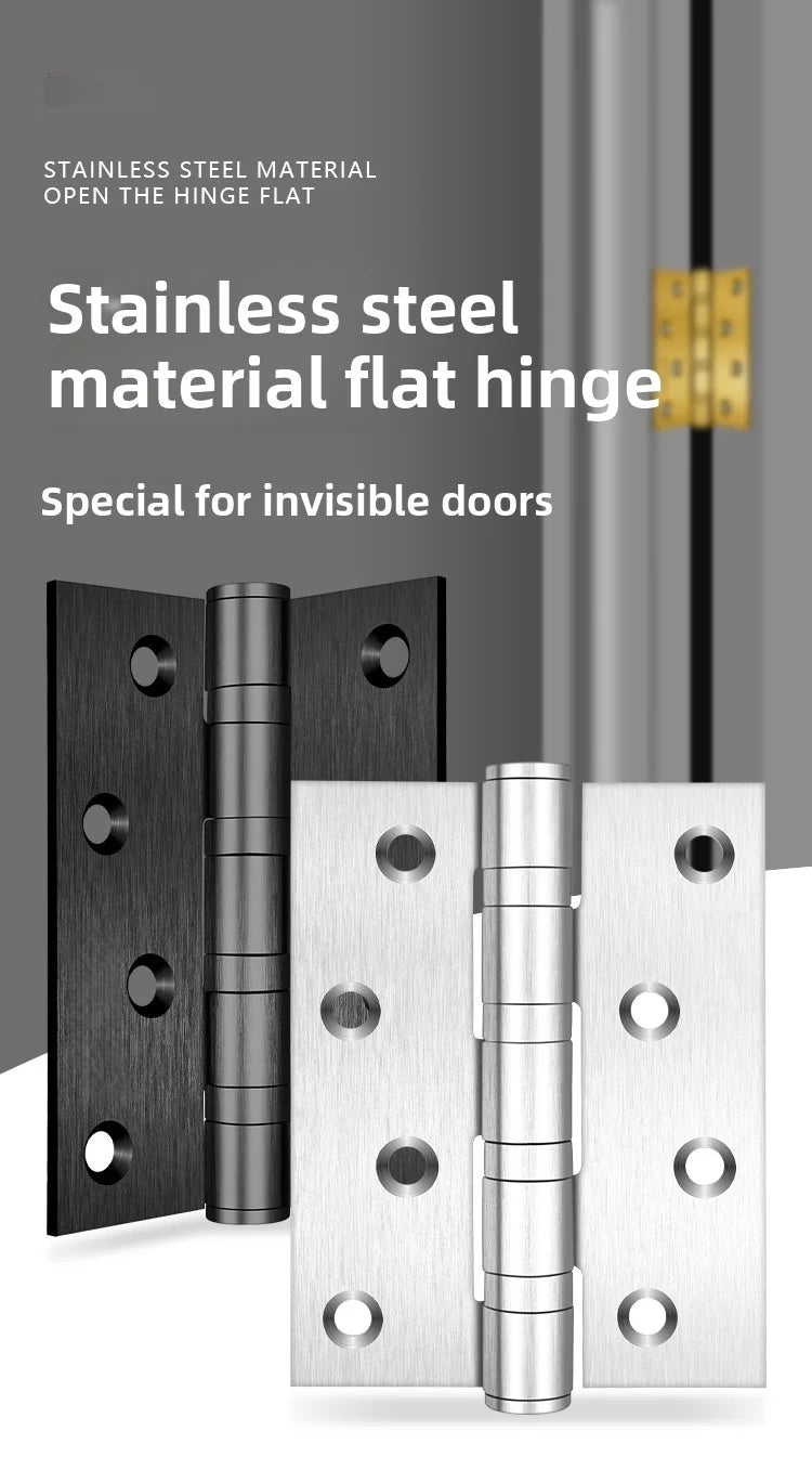 A Pair Of Stainless Steel Door Butt Hinges Furniture Hardware Decorative Accessories 4/5 Inch High-Quality Folding Hinges