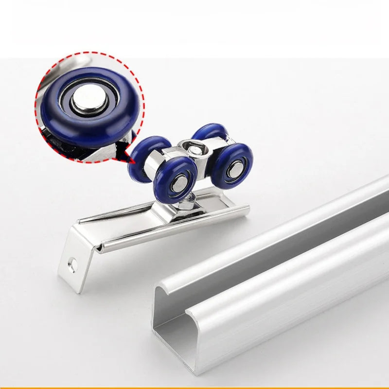 2pcs/set Sliding Door Roller Slide Doors Pulley 4 Wheels Hanging Wheels Rail Track Pulley Home Replacement Hardware