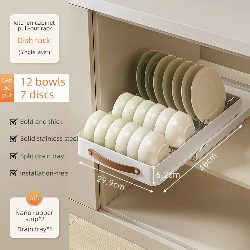 Kitchen Pull Out Shelf Slide Drawer Cabinet Slide out Shelf Dishes Organizer Cabinets Organizer with Handle Kitchen Drawer