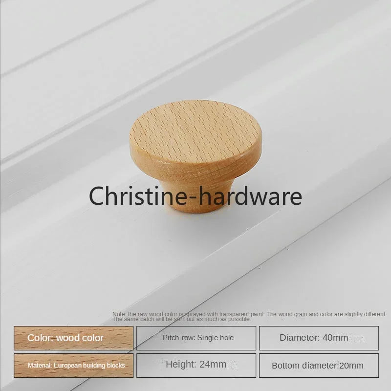 Simple Modern Wooden Cabinet Round Single-hole Handle Drawer Door Kitchen Shoe Cabinet Solid Wood Log Handle
