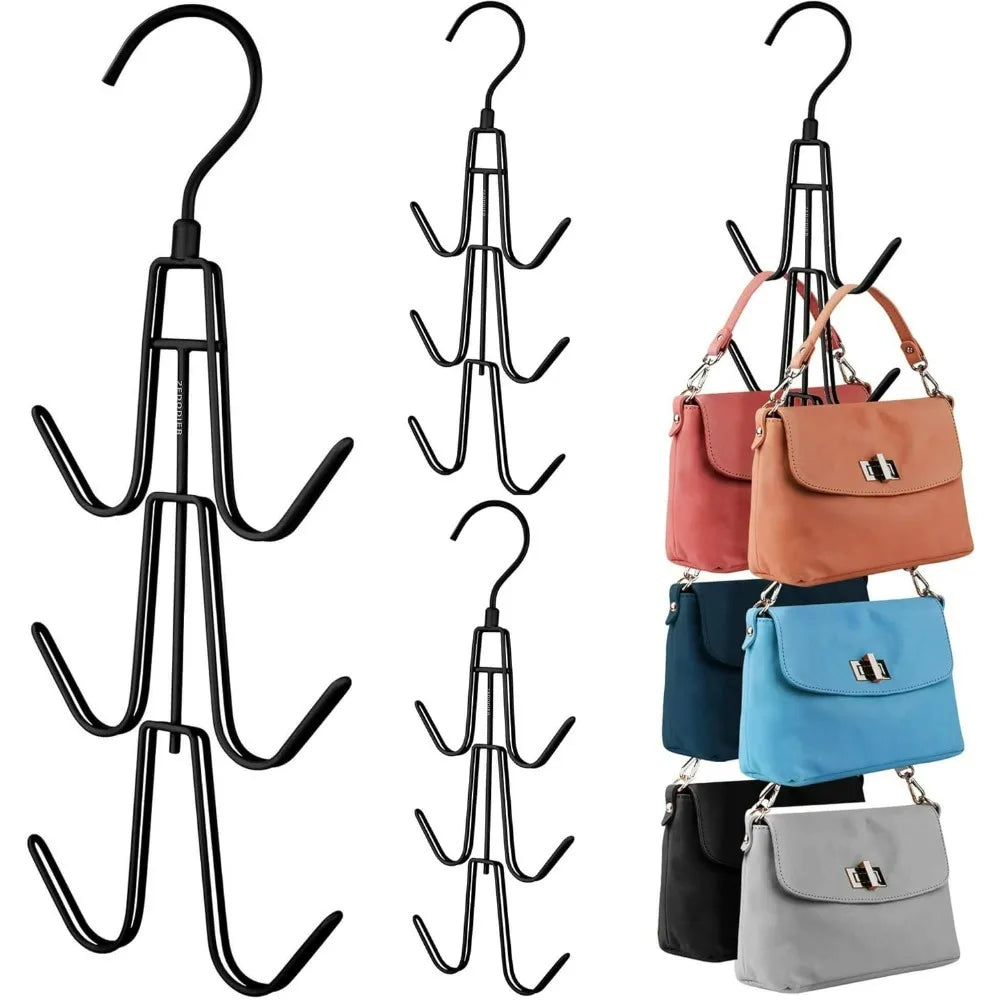 2 Pack Purse Hanger Organizer Metal Handbag Storage Hook for Closet Space Saving Rack Keeping Bags Visible in Condition