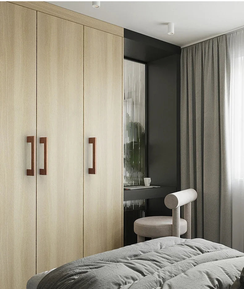 Wooden Cabinet Door Handle Cupboard Door Knob and Handle Kitchen Cabinet Knobs Wardrobe Door Handles for Furniture Hardware
