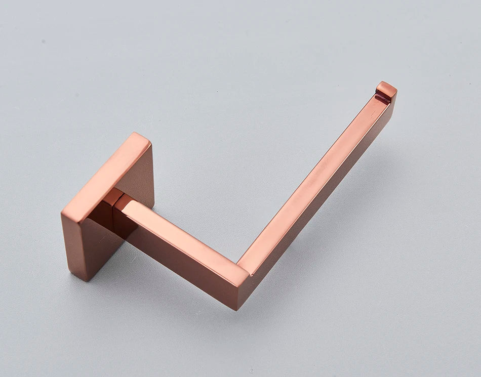Bathroom Hardware Rose Gold Polish Shiny Bathrobe Hook Towel Rail Bar Rack Bar Shelf Tissue Paper Holder Bathroom Accessories