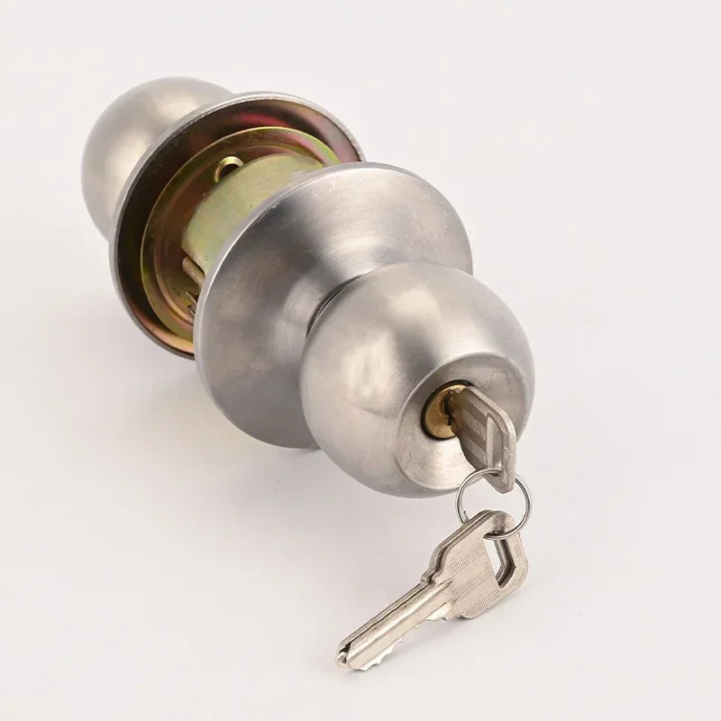Anti-bumping House Door Handle Lock With Knobs Interior Round for Bedroom Bathroom Stainless Turn Thumb Armored Privacy Articles