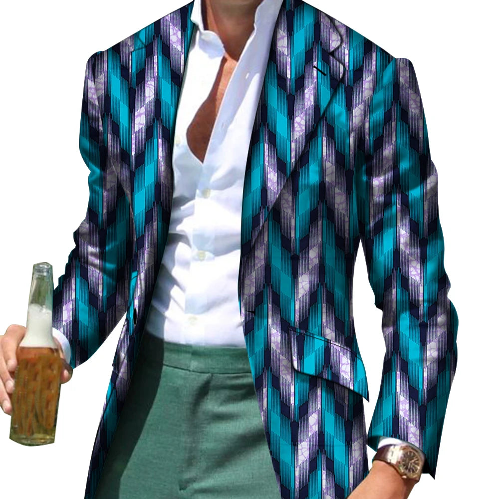 African Men Clothes Smart Causal Customized Slim Fit Fancy Suit Blazer Jackets Formal Coat Business Dashiki Party Wedding WYN530