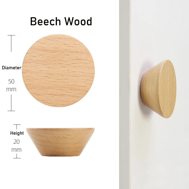 circular button handle modern cabinet handles solid wood home wardrobe drawer cabinet handle single hole wooden handle