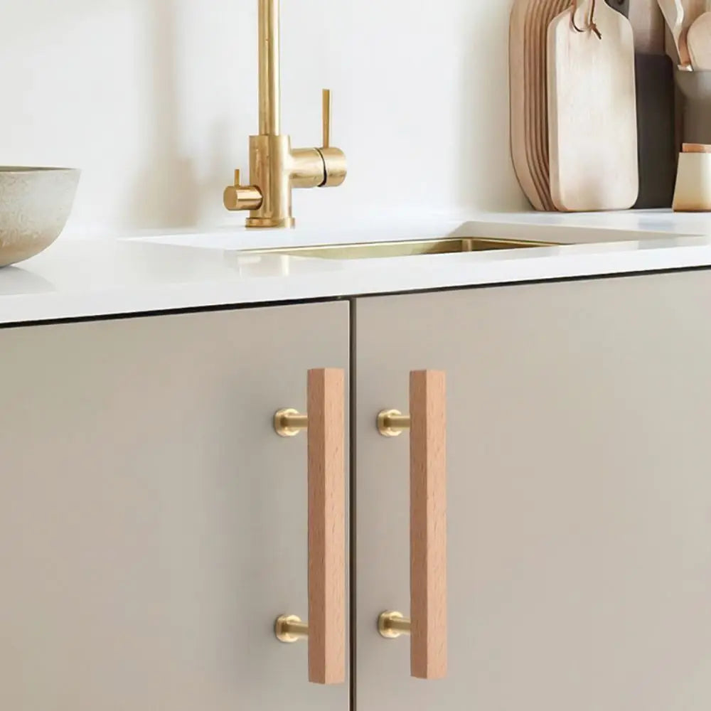 Light Luxury Walnut Wood Wood Cabinet Handles Luxury Design Beech Wood Door Knobs Minimalist Modern Cabinet Pulls Closet