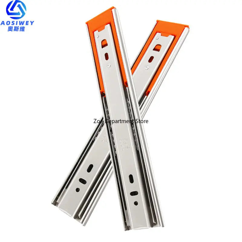 Buffer Damper Rails 10"-22" Stainless Steel Cabinet Slides Soft Close Three-Section Drawer Rails Drawer Slides Hardware