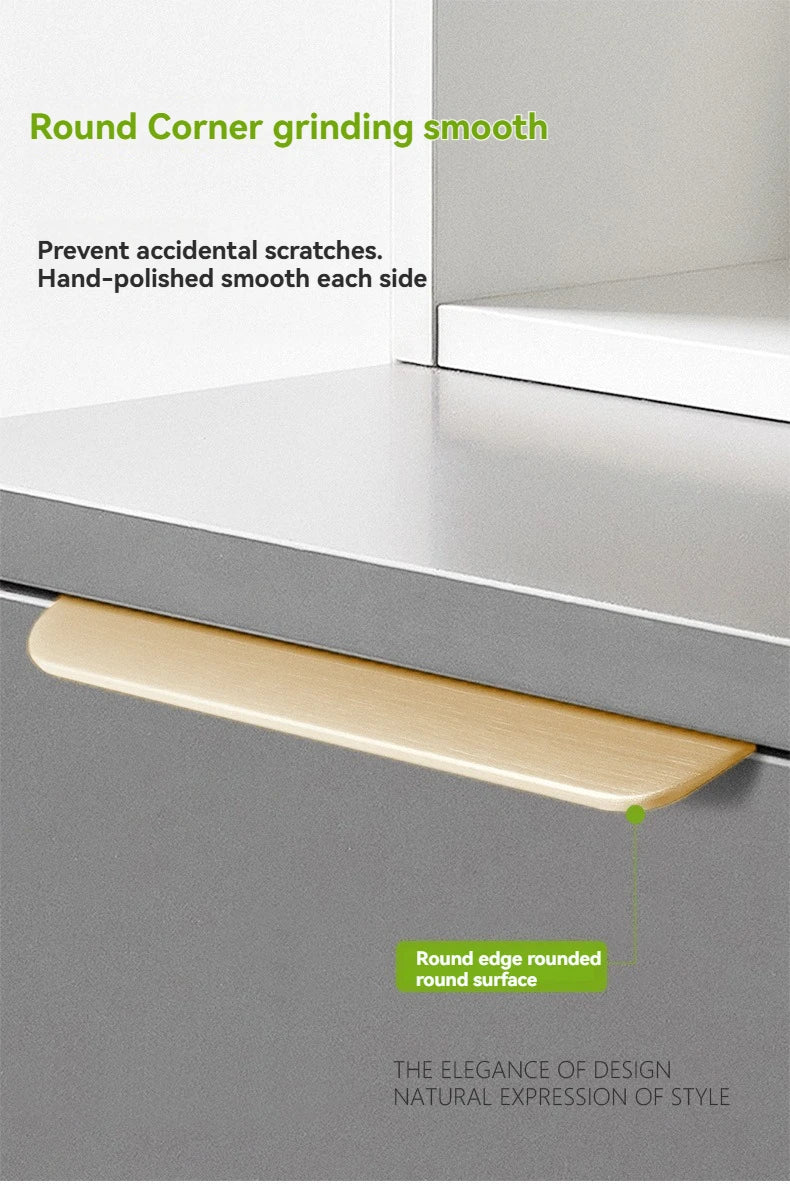 Hidden Minimalist Cabinet Handles for Kitchen Wardrobe | No Drilling Black Edge Pulls | Custom Length 80mm-1200mm Modern Design