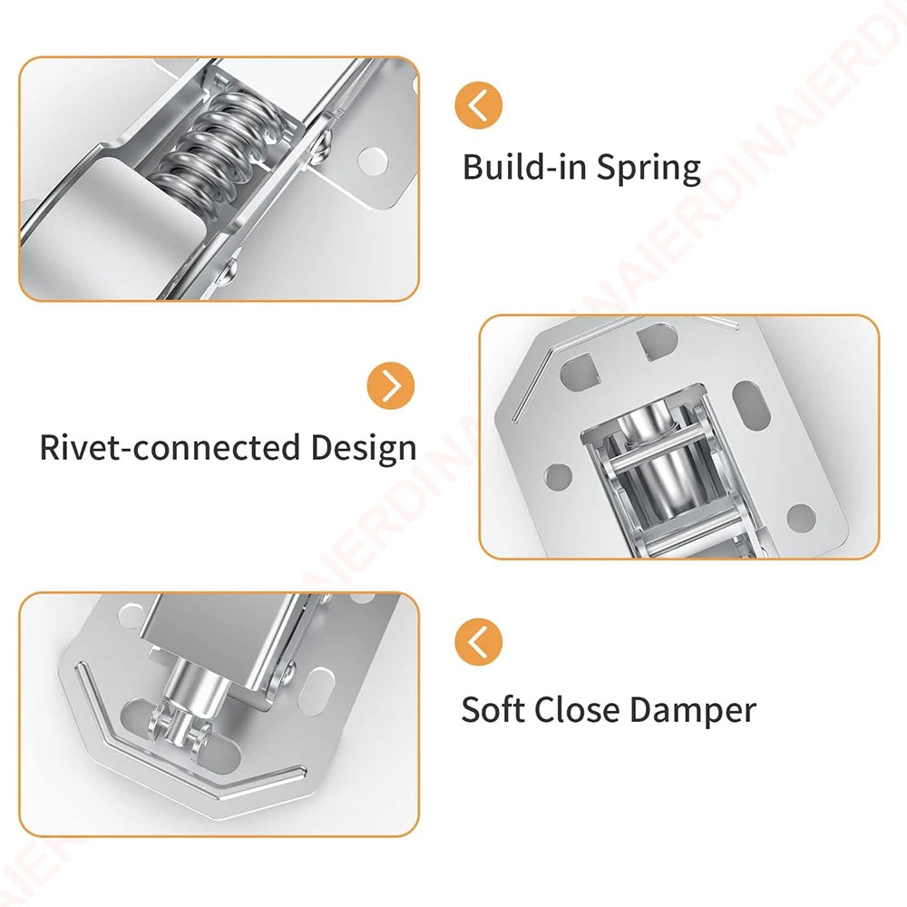 NAIERDI 4 Pack 90 Degree Soft Close Spring Hinges,No Pre-drilled Noiseless Hidden Concealed Cabinet Hinge Furniture Hinge