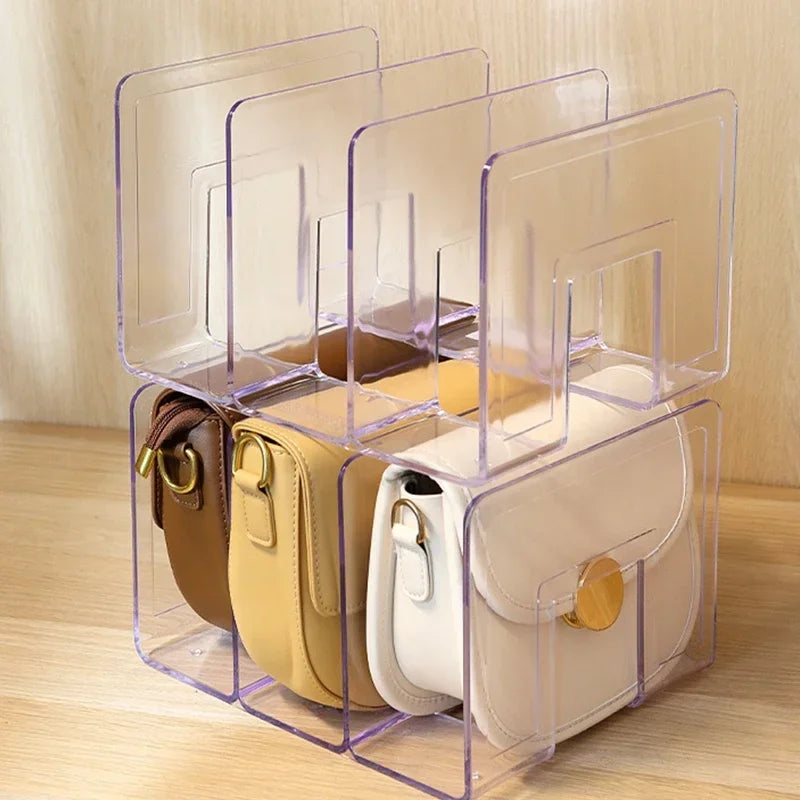Handbag Storage Organizer Rack Wardrobe Divider Shelf Bag Storage Rack Transparent Purse Handbag Divider Shelf Bags Display Rack