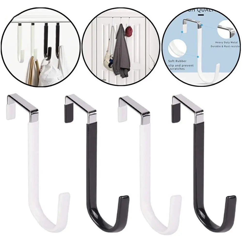Towel Coats Hangers Nonstick Non-punching Over The Door Hooks Rubber Prevent Scratches Hanging Organizer Clothes Storage Holder
